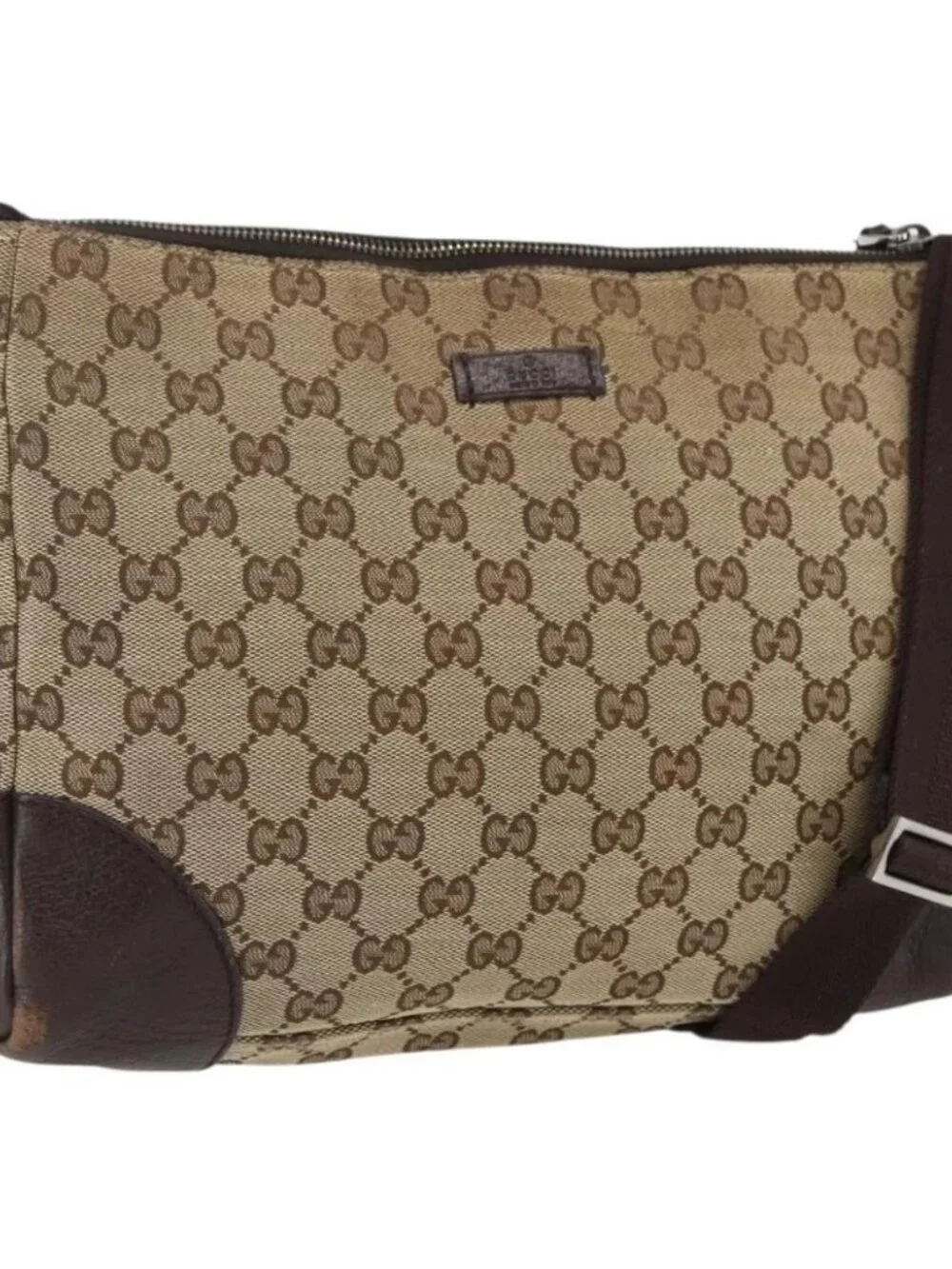 GUCCI GG Canvas Shoulder Bag Beige Silver 114273 Auth fm5091 - Picture 3 of 12